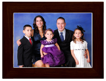 portrait package with brown frame